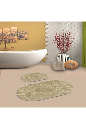 Aldora Mink Non-Slip Base Retro Oval Bathroom Mat Set Bb-107