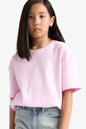 DeFacto Girls Oversize Wide Fit Crew Neck Basic Plain Short Sleeve T-Shirt F8487A825Hs