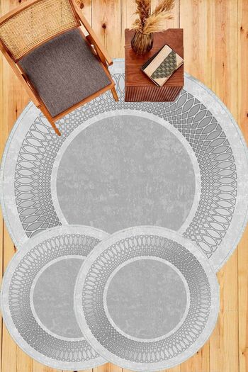 Aldora Silver Non-Slip Base 3-Piece Set Bath Mat B1223