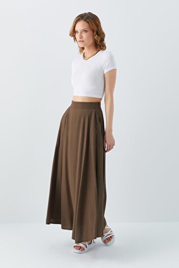 Mixray 4631 Model Khaki Flared Skirt - Women's Piece