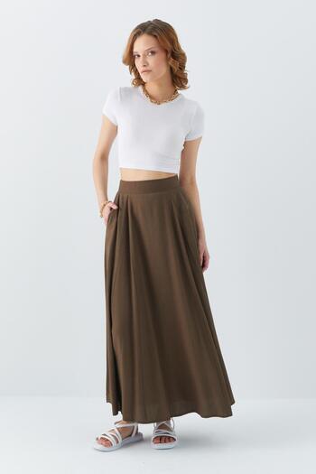 Mixray 4631 Model Khaki Flared Skirt - Women's Piece