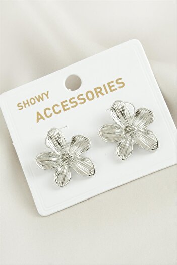 ZERO LAND Hn-Shop Orchid Trend Metal Earrings-Silver Color