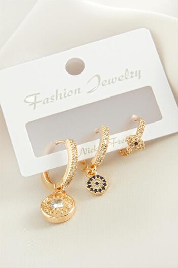 feryal 3 Pieces Eye Zircon Stone Earrings