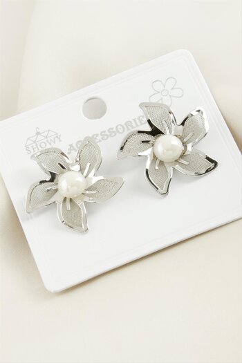 feryal Orchid Trend Pearl Metal Earrings