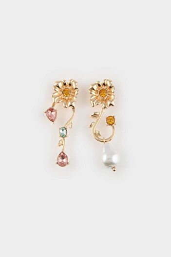DeFacto Women's Floral Pearl Earrings E8022Axns