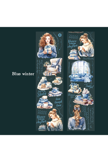 Choice S22015-3 6Style 200cm/Roll Coffee Theme Character Tape Reading Time Series Handbook DIY Material Dec
