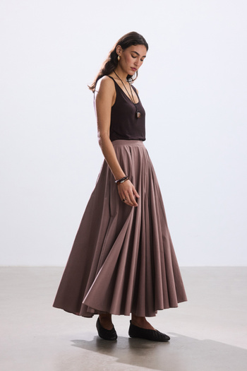 BE BLUE Dusty Rose Piece Detail Poplin Skirt