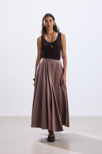 BE BLUE Dusty Rose Piece Detail Poplin Skirt