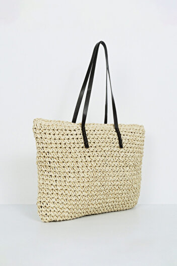 BE BLUE Ekru Leather Handle Wicked Bag