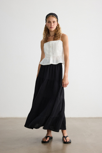BE BLUE Black Muslin Skirt