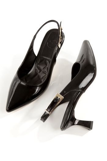 Modabuymus Black Patent Leather Mini-Price Stiletto - Low Heel Shoes