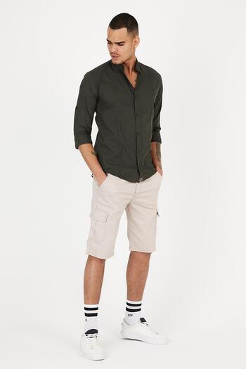 Domoda Ανδρικό Jean Cargo σορτς Slim Fit None Denim με εύκαμπτο ύφασμα με πλαϊνές τσέπες