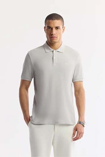 Avva Men's Regular Fit Stone Wrinkle-Free Polo Neck 100% Cotton Basic T-Shirt B001032
