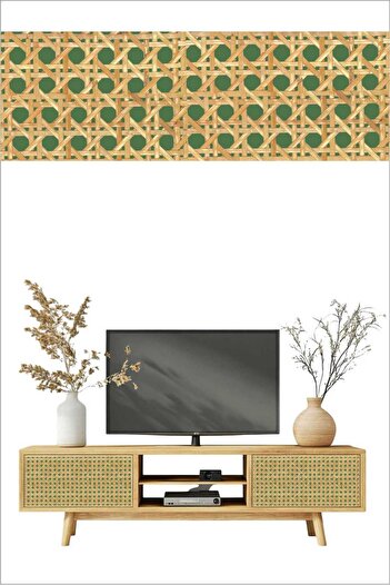 Bigaimaj Wicker Rattan Patterned Self-Adhesive Lamination Cabinet, Dresser, Nightstand Covering Foil