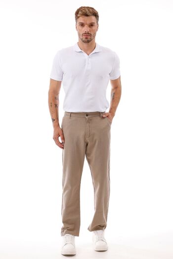 freemen Men's Beige Linen Trousers – Breathable, Relaxed Fit Casual Wear -Wide Size Range-