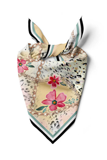 Modabutik G22 LEOPARD COLOR FLOWERS BANDANA
