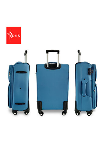 Rorik Troler textil, 35 L, S 55x37x20 cm, roți 360°, valiză cu mâner telescopic, albastru deschis