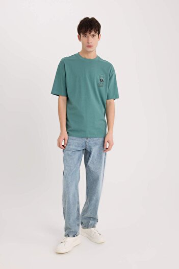 DeFacto 100% βαμβακερό Looney Tunes Boxy Fit Crew λαιμόκοψη με στάμπα μπλουζάκι με κοντό μανίκι E1872AX25SP