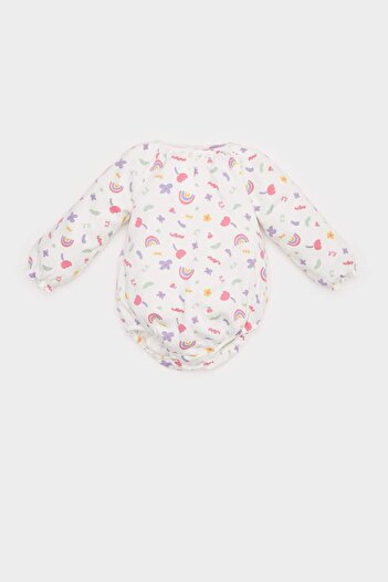 DeFacto Rainbow Printed Long Sleeve Snap Waffle Body for Newborn Baby Girl - E2381A525Sp