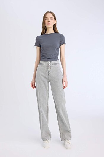 DeFacto Fitted Crew Neck Basic Plain Modal Short Sleeve T-Shirt E4519Ax25Sp
