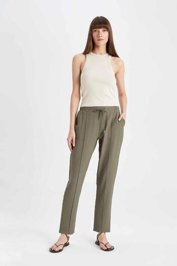 DeFacto Elastic Waist Lace-Up Jogger Pants - Straight Leg D2573Ax24Au
