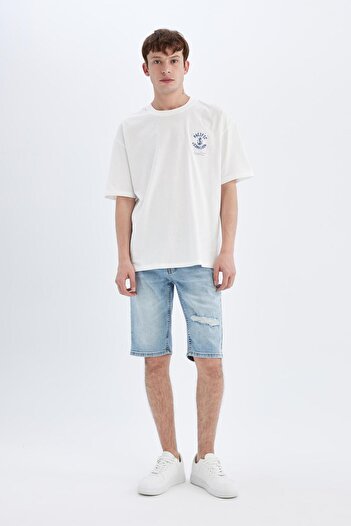DeFacto Slim Fit Slim Fit Jean Bermuda Shorts C2696Ax24Sm