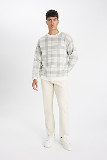 DeFacto Regular Fit Patterned Crew Neck Sweater