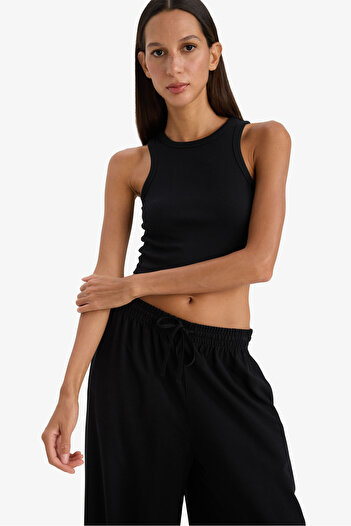DeFacto Slim Fit Halter Yaka Pamuklu Crop Top