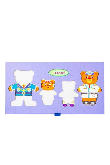 OEMN Educational Toy for Kids, 4 Wooden Bears with Wardrobe and Number Board