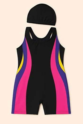 My Kids Wear Swimsuit with Swim and Shorts for Girls - Bonnet Design