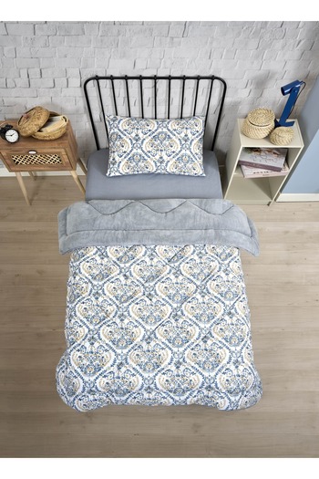 Sudemhome Single Double Sided Luxury Welsoft Elite Quilt Soft Fleece Quilt and Pillow Case Aksu Gray