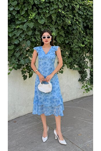 Nesil Fusta cu model Rochie de damă cu volane de lungime midi