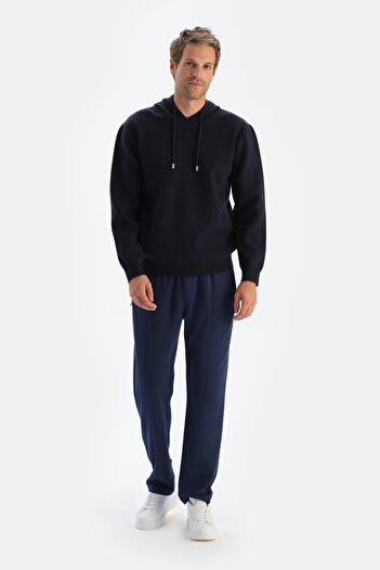 Dagi Men's Navy Blue Modal Ribbed Sweatpants