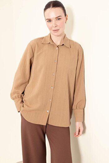 DeFacto Regular Fit Basic Düz Uzun Kollu Gömlek Tunik E1628AX25SP