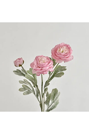 Yapay Çiçek Deposu Yapay Çiçek 3lü Şakayık Ranunculus Dalı 50 cm Pembe
