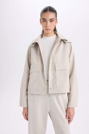DeFacto Water Repellent Hood Detail Shirt Collar Rubber Look Raincoat D5751Ax25Sp