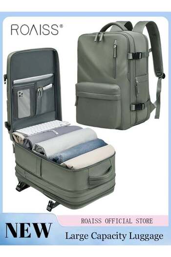 ROAISS High Capacity Business Travel Backpack Expandable Luggage Bag