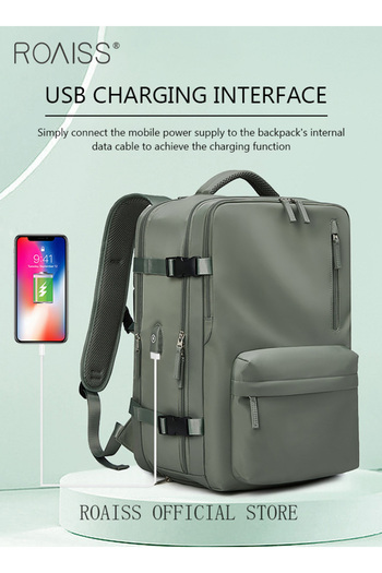 ROAISS High Capacity Business Travel Backpack Expandable Luggage Bag