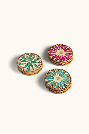 touche deco Mother of Pearl Coasters - Seablue 3 Pieces