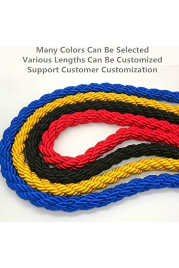 Generic Barrier Rope with Hooks, Crowd Control Stanchion Twisted Rope, 1.5m, (Black, 150cm)