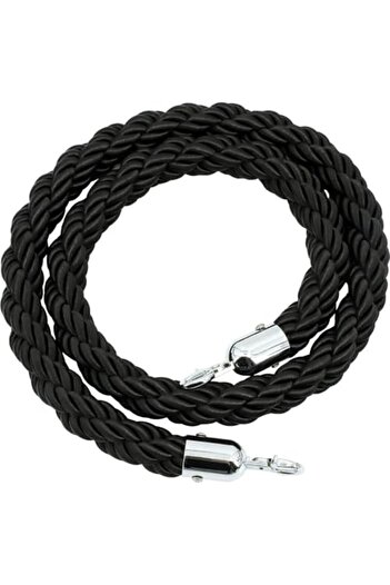 Generic Barrier Rope with Hooks, Crowd Control Stanchion Twisted Rope, 1.5m, (Black, 150cm)