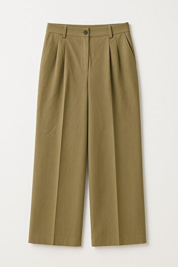 Rich Khaki Linen Polo Neck Shirt & Pants Two Piece Set – Summer Stylish Women's Set
