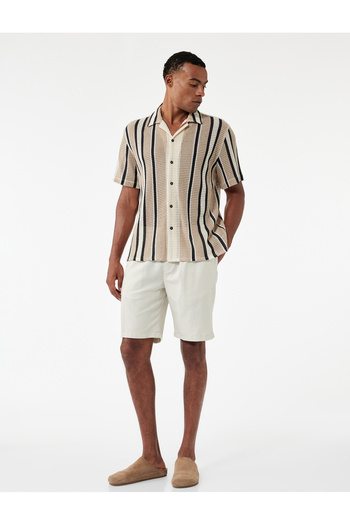 Koton Cotton Linen Blend Lace-Up Waist Bermuda Shorts