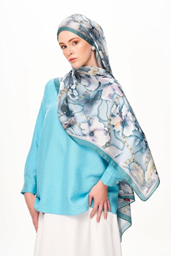 MOISCARF Moj Andalus Refined Jan Jan Chain Patterned Shawl Ocean Flower