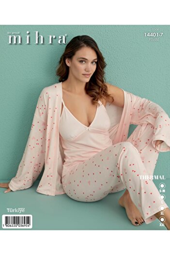 Mihra Pembe Kalpli Thermal 3'lü Pijama Takımı