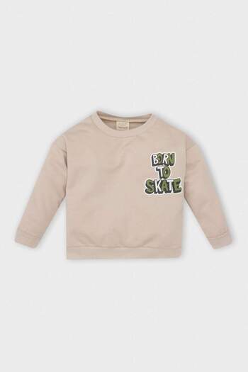 DeFacto Baby Boy Crew Neck με στάμπα στην πλάτη με μαλακό γούνινο φούτερ D7589A524WN