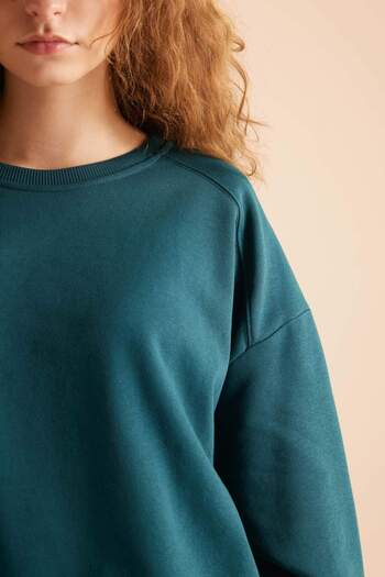 DeFacto Oversize Crew Neck Απλό Χοντρό Φούτερ - D9022axns