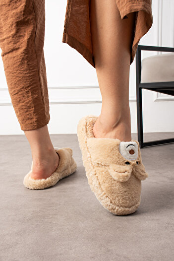 StWenn Women's House Slippers Teddy Bear Figured Plush House Slippers Do Not Make Sound Sole Warm Stylish Design
