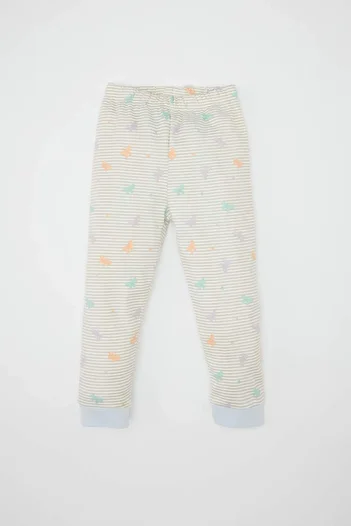 DeFacto Baby Girl Pajamas Set Butterfly Pattern Crew Neck Long Sleeve Top with Elastic Waist Long Bottom D3440A524