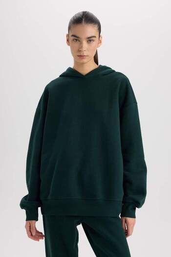 DeFacto Relax Fit Χοντρό Basic Απλό Φούτερ με κουκούλα D9935AX24WN